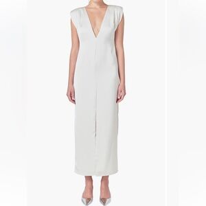 Satin Deep V-Neck Dress